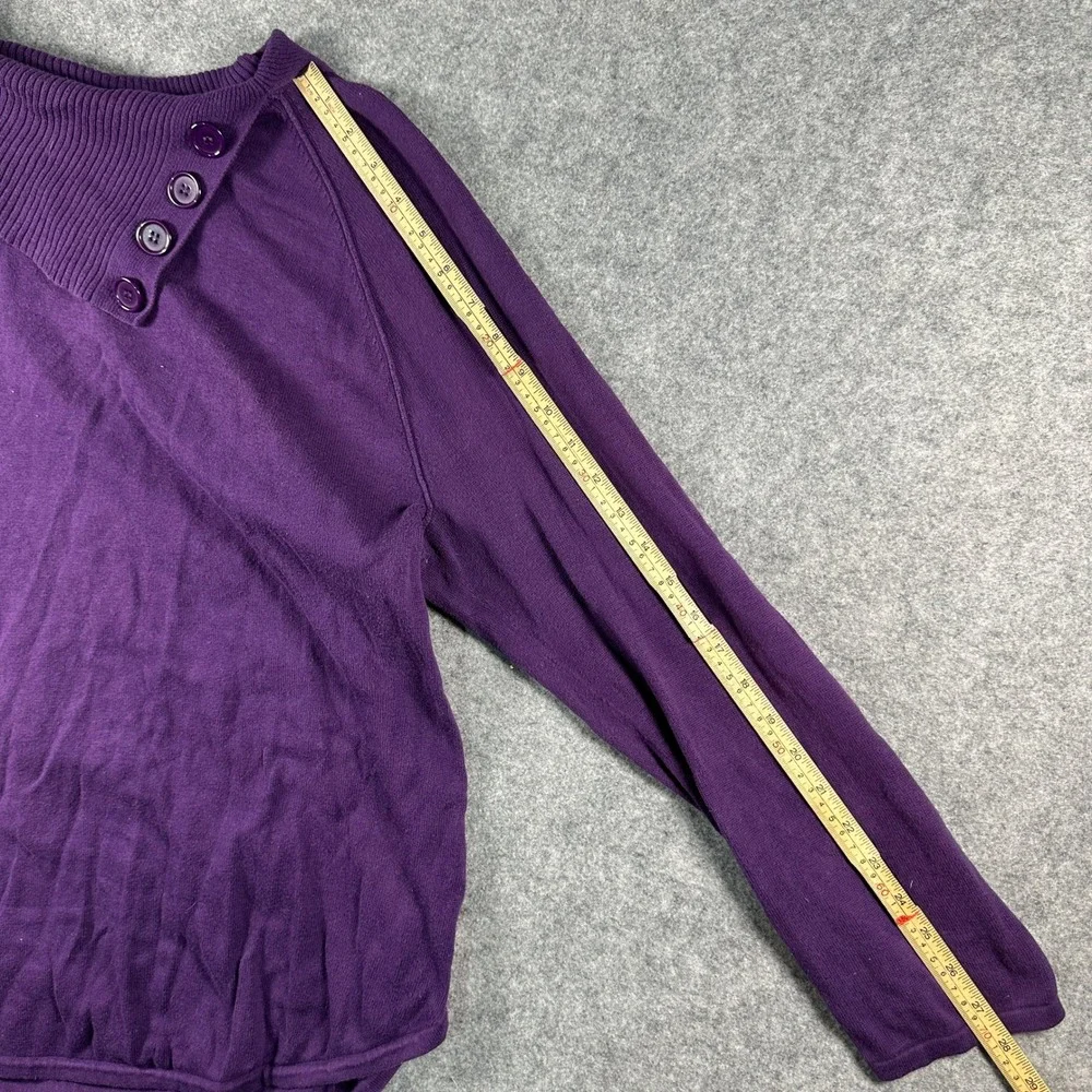 Great Northwest Indigo Womens XL Purple Asymmetrical Button Neck Knit Sweater